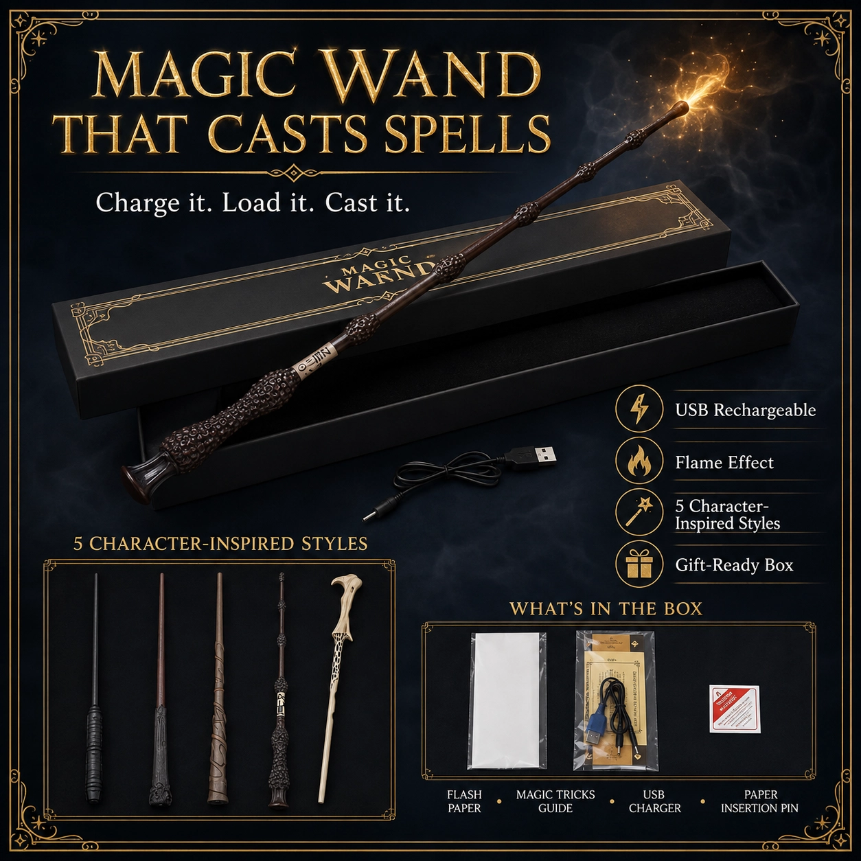 Magic wand that casts spells