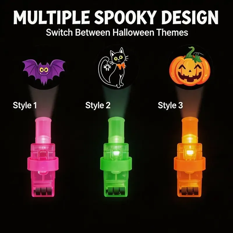 Halloween LED finger projection lights with colorful spooky patterns