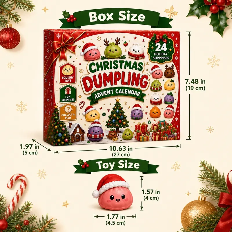2026 Holiday Squishy Toy Advent Calendar – Christmas or Halloween, 24 Pieces